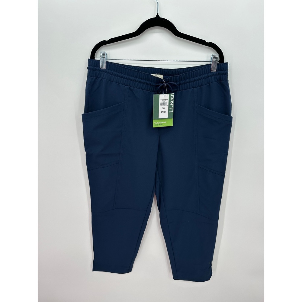 LL Bean Venture Stretch Woven Ankle Pants Womens LP Nautical Navy Blue Outdoors